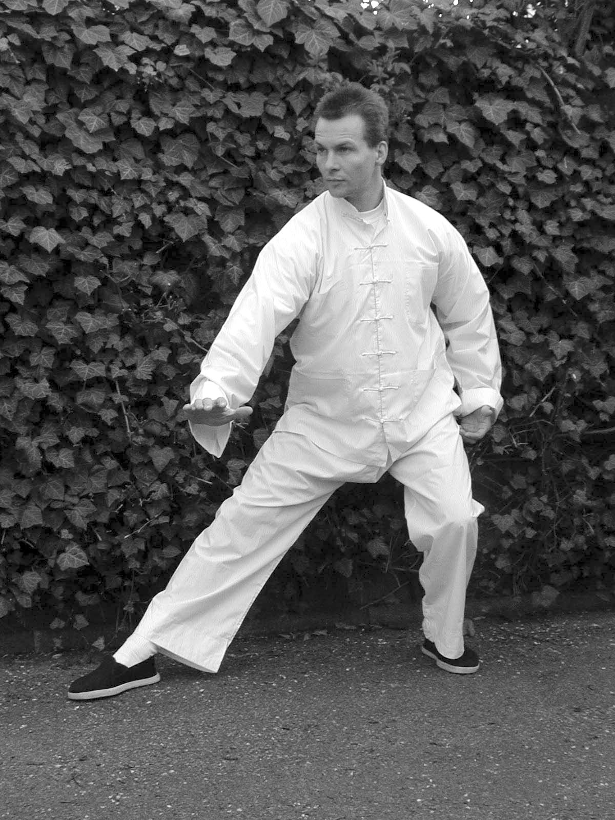 Schwarz-weiß Bild von der Tai Chi Figur Lu Schwarz-weiß Bild von der Tai Chi Figur Lu